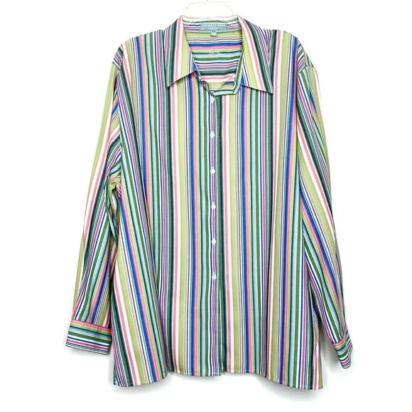 Foxcroft Tops Foxcroft Multicolor Striped Button Down Shirt